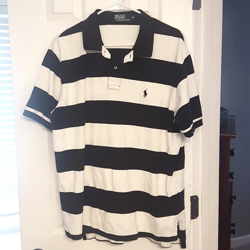 Classic Thick Striped Collared Polo by Ralph Lauren